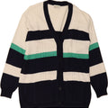 VINTAGE Womens Oversized Cardigan Sweater EU 42 Large Navy Blue Striped Vintage Vintage and Second-Hand Vintage from Messina Hembry 