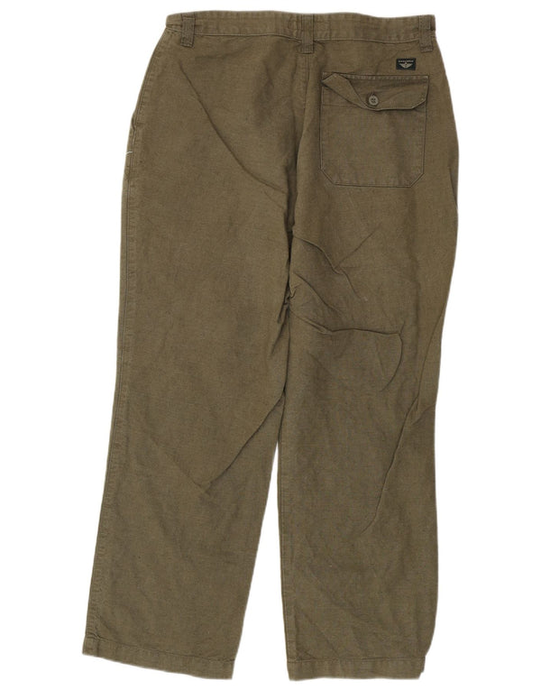 Dockers Mens Straight Chino Trousers W34 L30 Khaki Linen