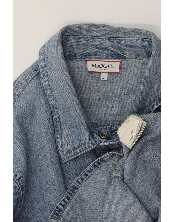 MAX & CO. Womens 3/4 Sleeve Denim Shirt IT 46 Large Blue Cotton