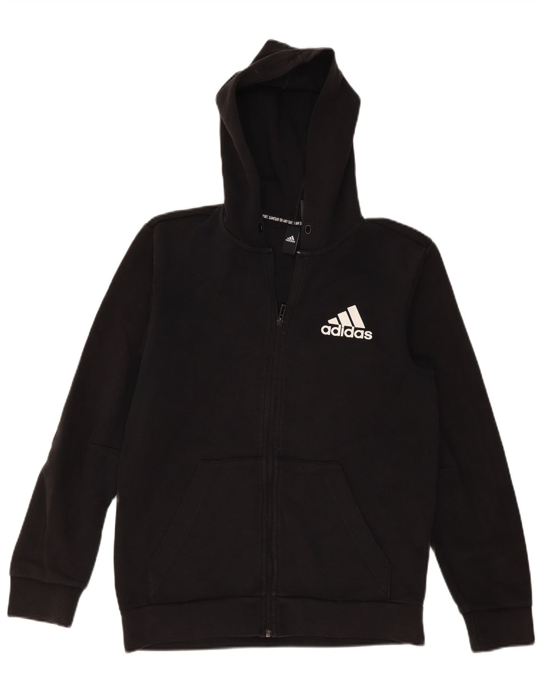 Adidas Mens Graphic Zip Hoodie Sweater Medium Black Cotton