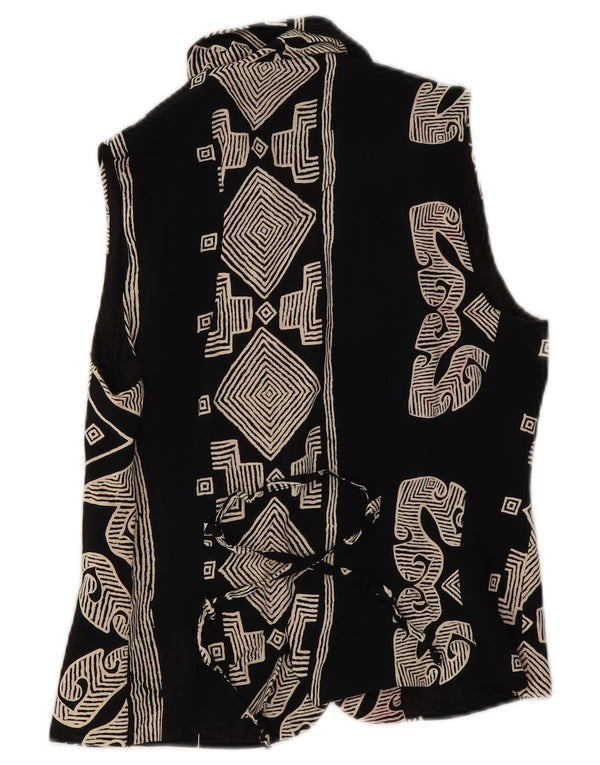 Vintage Womens Waistcoat UK 8 Small Black Geometric