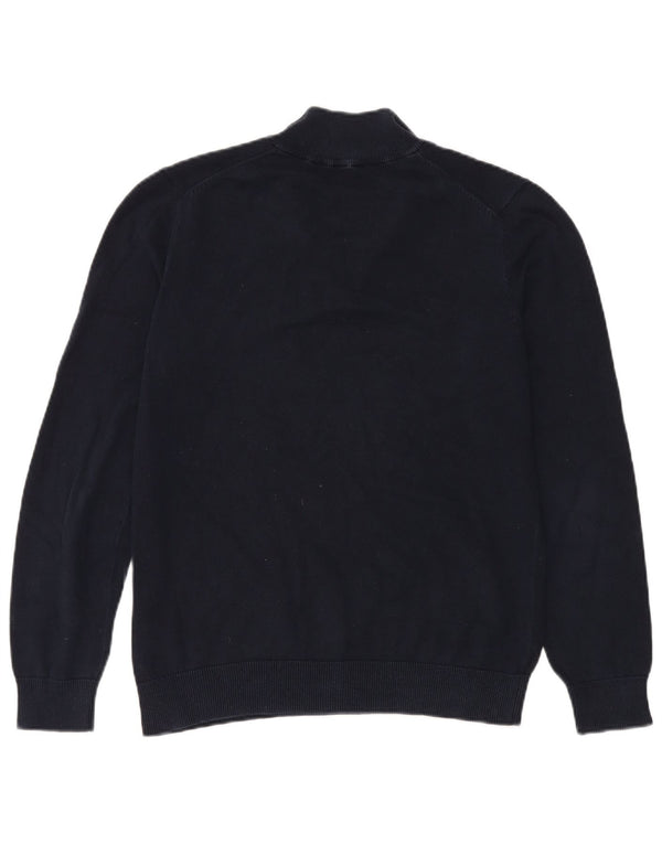 Crew Clothing Mens Zip Neck Jumper Sweater Medium Navy Blue Cotton