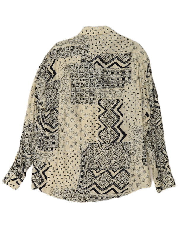 Ferrone Camicia Uomo Large Off White Patchwork Viscosa