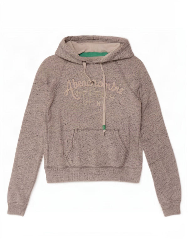 Abercrombie & Fitch Damen-Pullover mit grafischem Kapuzenpullover, Gr. 6, XS, Grau meliert
