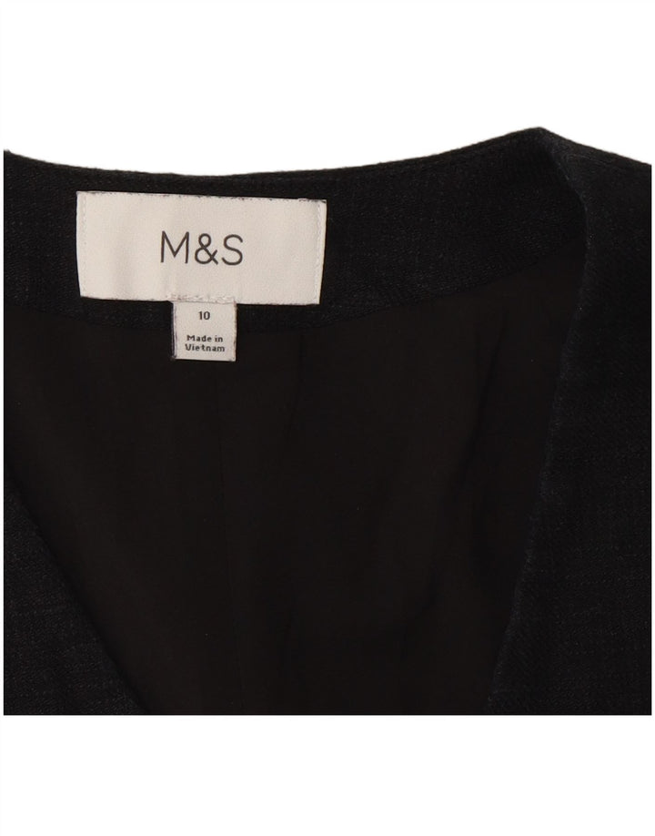 Marks & Spencer Womens Crop Waistcoat UK 10 Small Black Linen