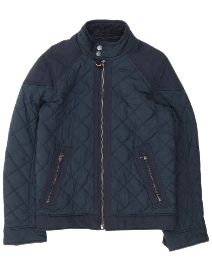 Abercrombie & Fitch Mens Quilted Jacket UK 36 Small Navy Blue Polyester