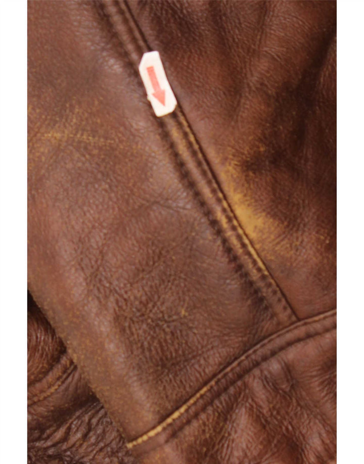 Vintage męska kurtka Shearling IT 52 XL Brązowa kurtka Shearling