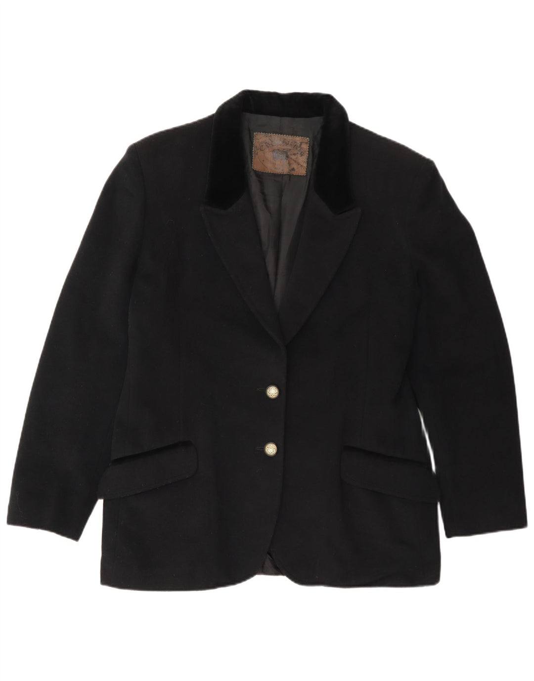 Jaqueta blazer feminina vintage de 2 botões IT 48 XL lã preta