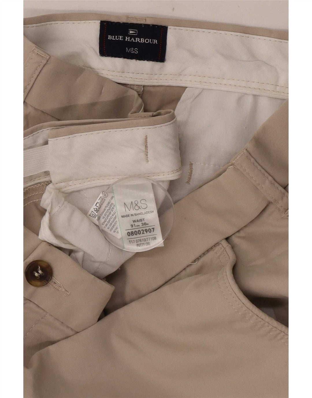 Marks & Spencer Mens Blue Harbour Chino Shorts W36 Large Beige Cotton