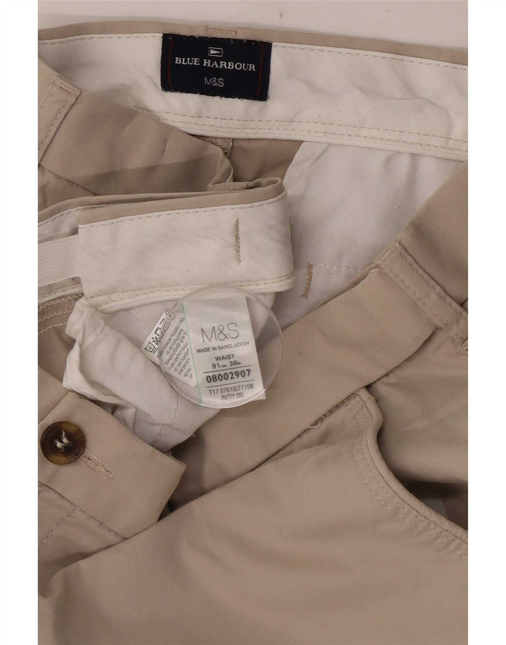Marks & Spencer Mens Blue Harbour Chino Shorts W36 Large Beige Cotton