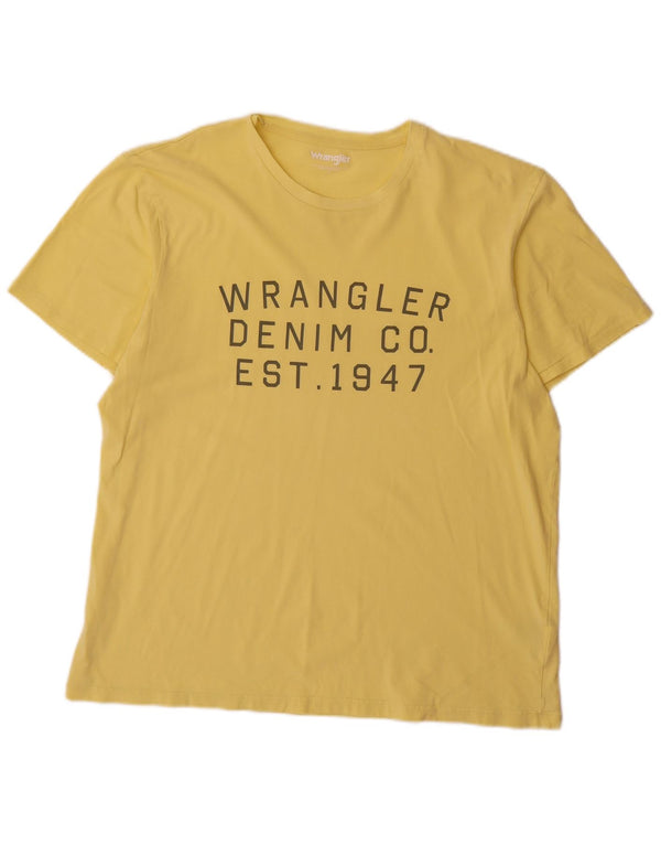 Wrangler Mens Graphic T-Shirt Top Large Yellow Cotton