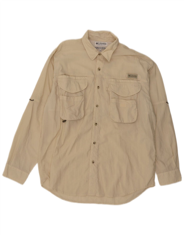 Columbia Mens Shirt Medium Beige Nylon