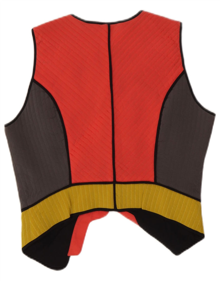 Rutzou Womens Crop Waistcoat EU 40 Medium Multicoloured Colourblock Silk