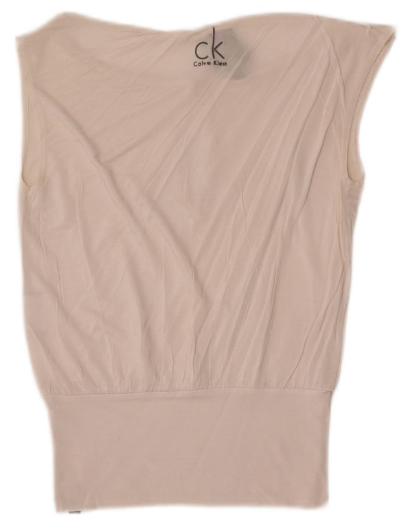 Camicetta senza maniche da donna Calvin Klein Top US 6 Viscosa bianca media