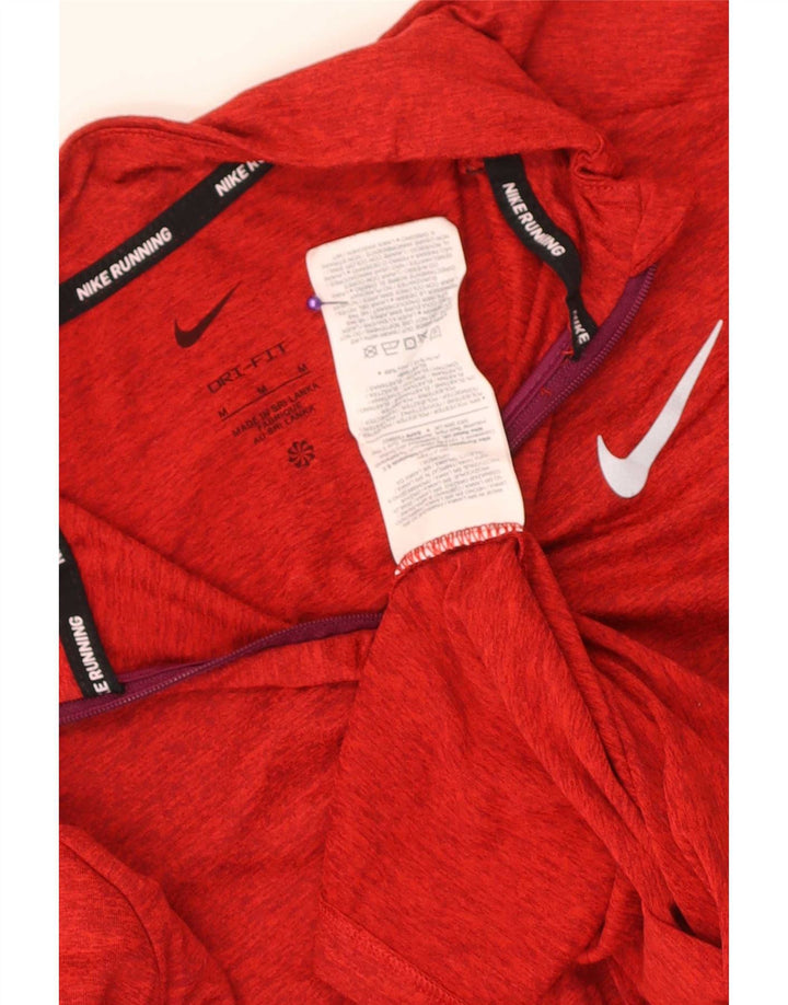 Nike Mens Dri Fit Zip Neck Pullover Treino Top Médio Vermelho Salpicado