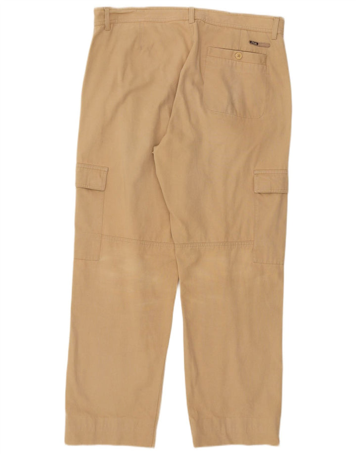 Fila Mens Straight Cargo Trousers W38 L29 Beige Cotton