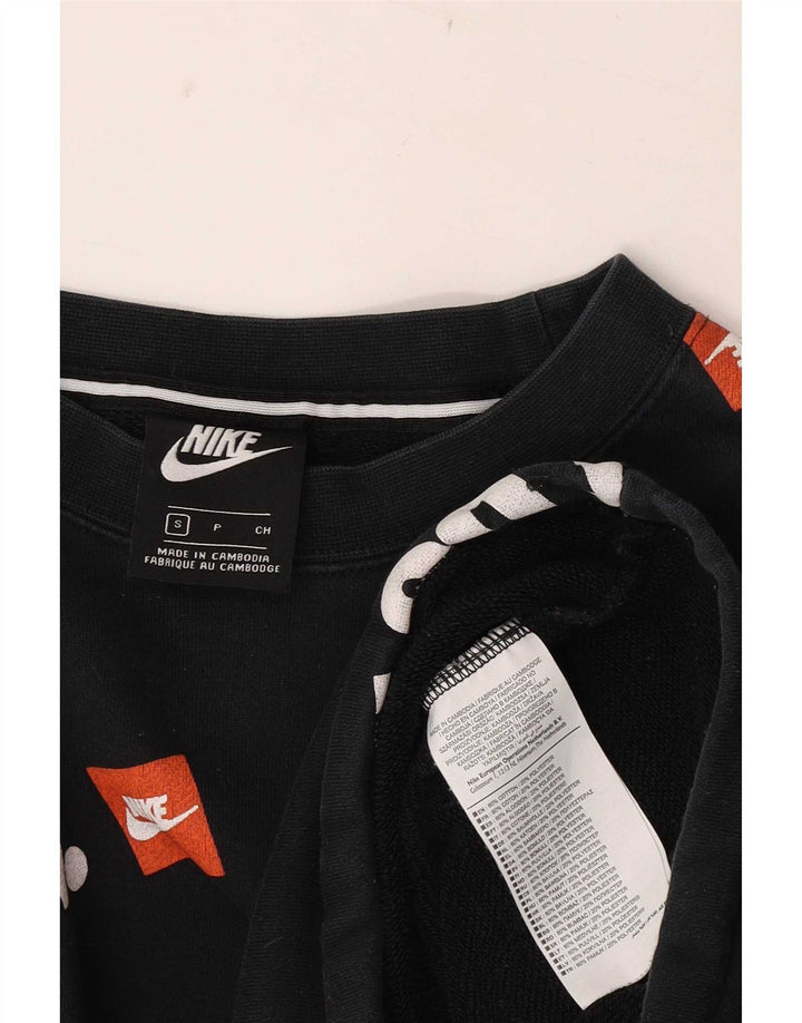 Nike grafisk sweatshirt med hætte til mænd, lille sort bomuld