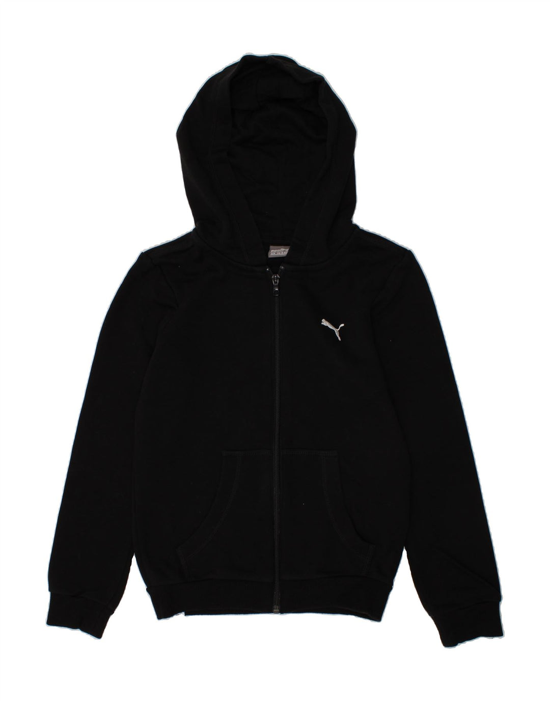PUMA Girls Zip Hoodie Sweater 9-10 Years Black Cotton Vintage Puma and Second-Hand Puma from Messina Hembry 