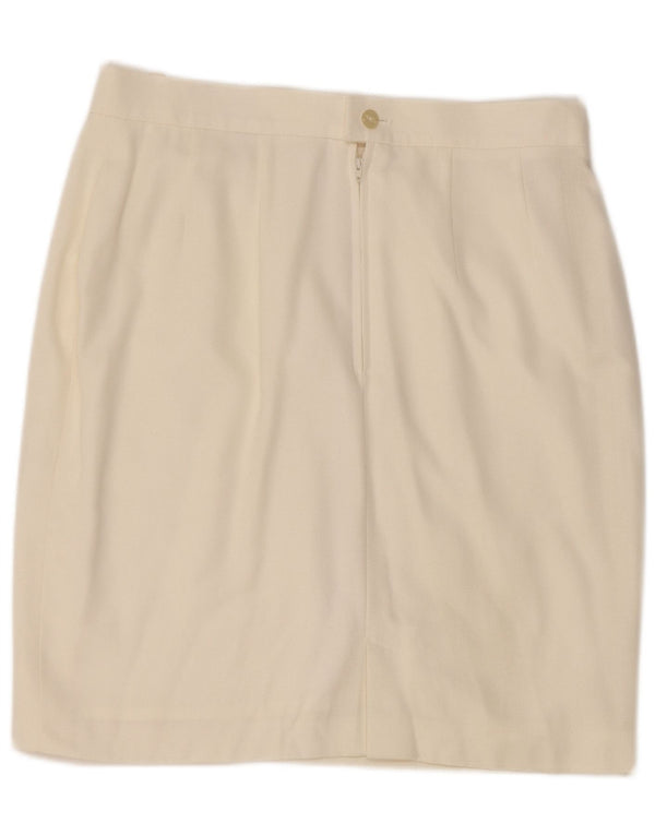 Falda lápiz vintage para mujer Reino Unido 18 XL W32 Viscosa blanca