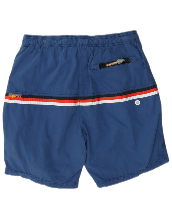 Superdry Mens Graphic Swimming Shorts Medium Navy Blue Colourblock Cotton