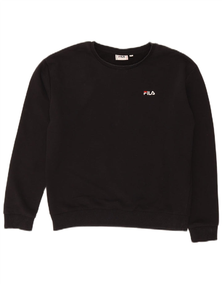 Fila Womens Sweatshirt Jumper UK 10 Small Black Cotton