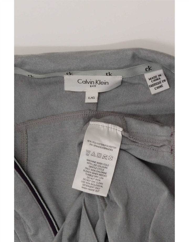 Calvin Klein Uomo Graphic Zip Neck Pullover Tuta da ginnastica Top Large Grigio