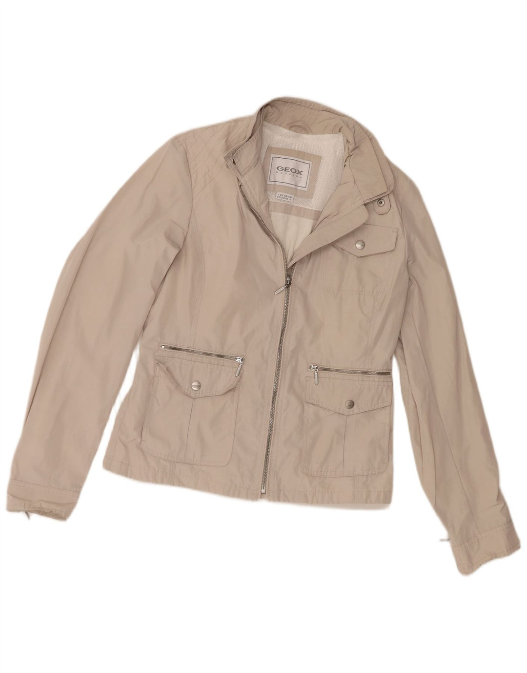 Geox Donna Respira Utility Giacca UK 10 Small Beige Poliestere