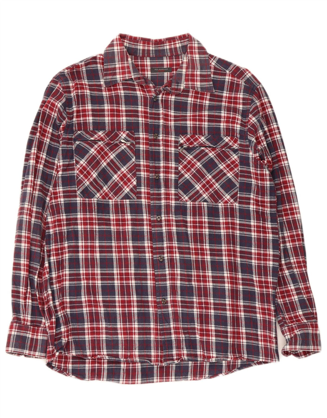 Sea Barrier Mens Flannel Shirt Medium Red Check