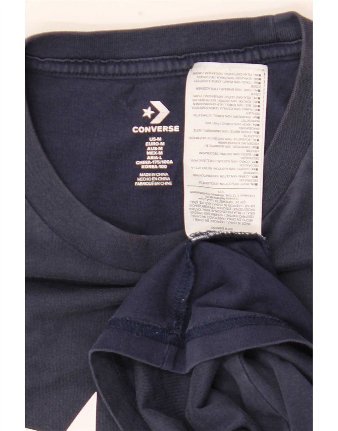 Converse Mens Graphic T-Shirt Top Medium Navy Blue Cotton
