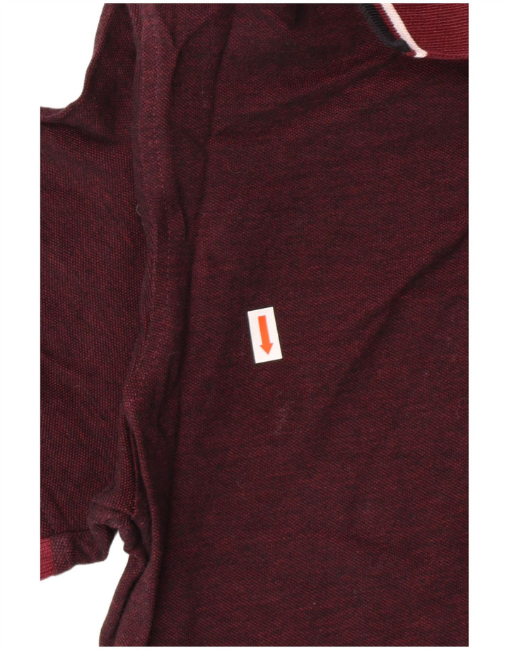 JACK & JONES Mens Polo Shirt Medium Burgundy Cotton