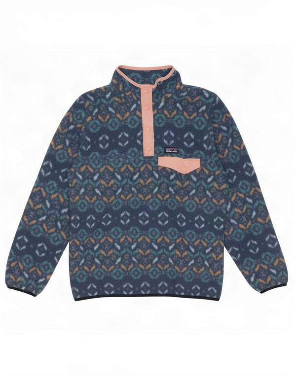 Patagonia Girls Fleece Jumper 13-14 år XL Marineblå Geometrisk