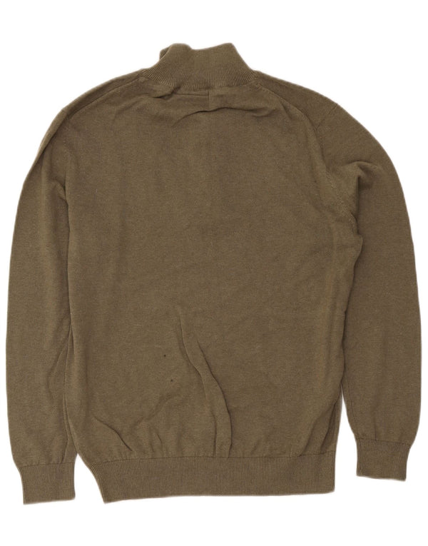 Lyle & Scott Womens Zip Neck Jumper Sweater UK 20 2XL Khaki Cotton
