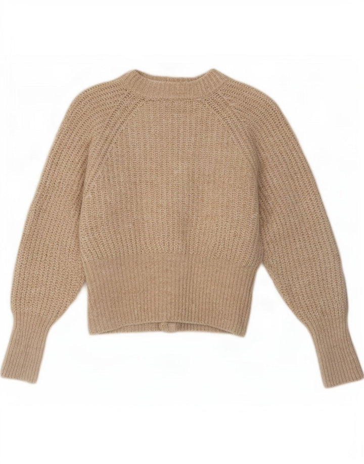 Zara Femme Cardigan Pull UK 12 Polyester Beige Moyen