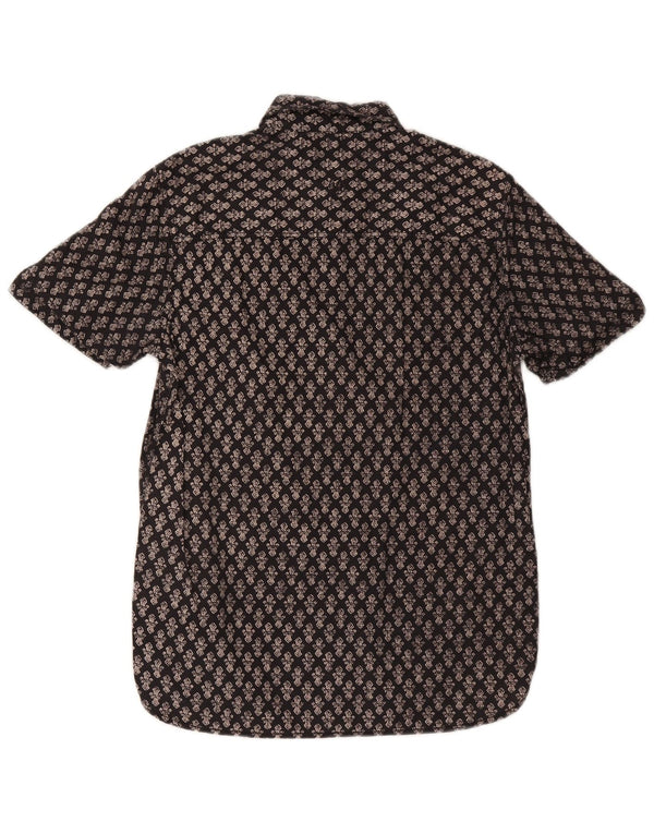 Fat Face Chemise à manches courtes pour hommes XS Coton géométrique noir