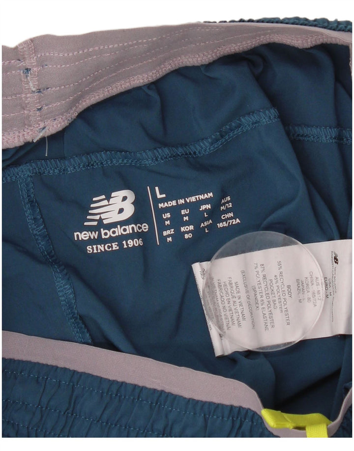 New Balance Womens Graphic Sport Shorts UK 14 Medium  Blue Polyester