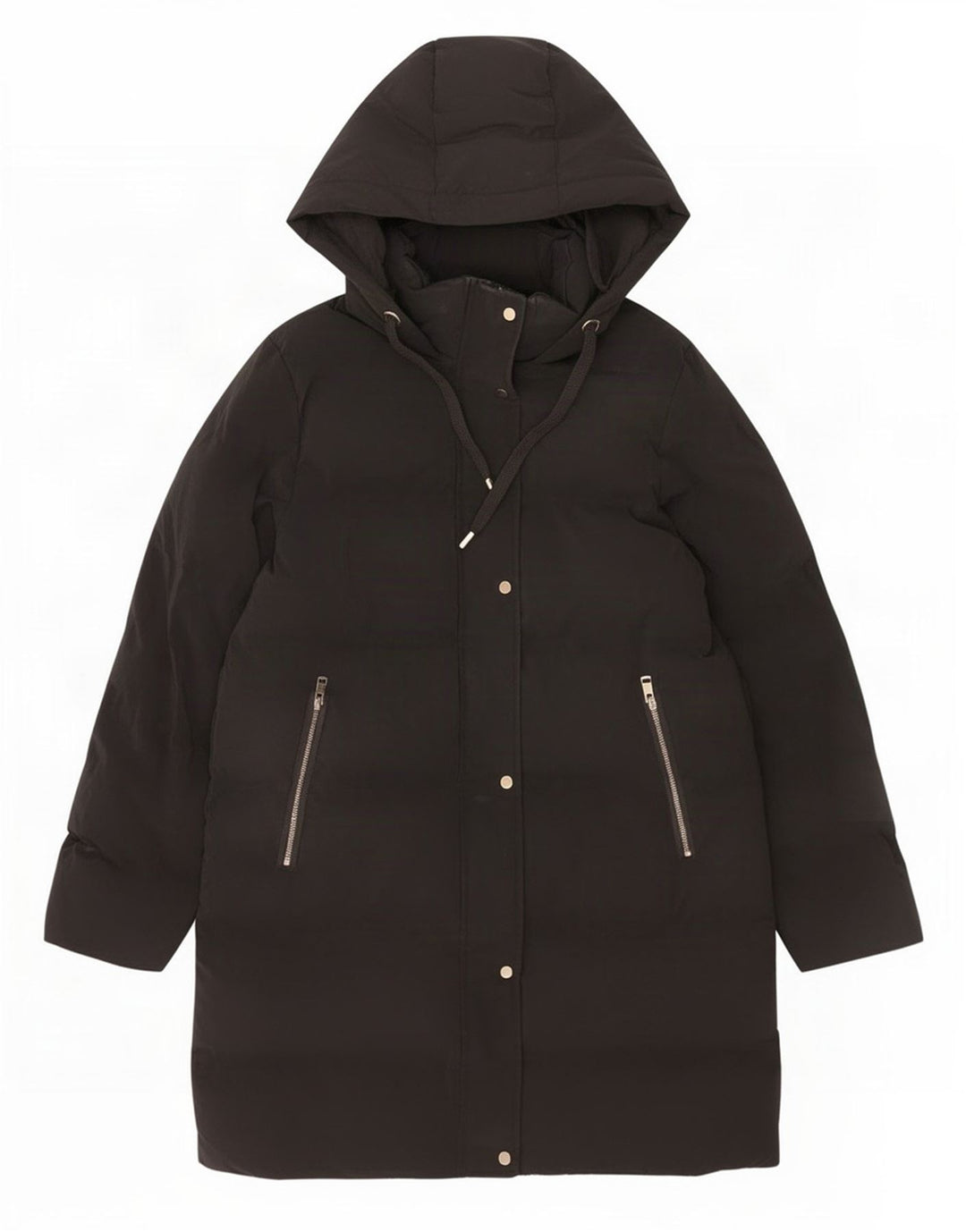 Casaco acolchoado com capuz feminino Zara UK 14 poliéster preto médio