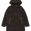 Casaco acolchoado com capuz feminino Zara UK 14 poliéster preto médio