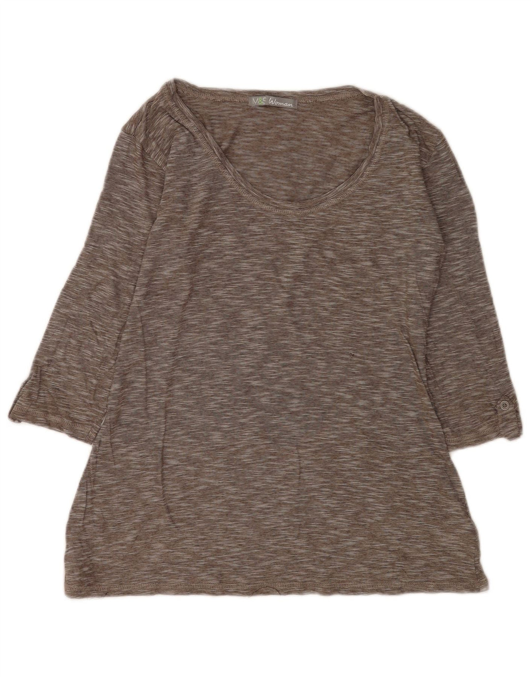 Marks & Spencer Womens Top 3/4 Sleeve UK 12 Medium Grey Flecked Cotton