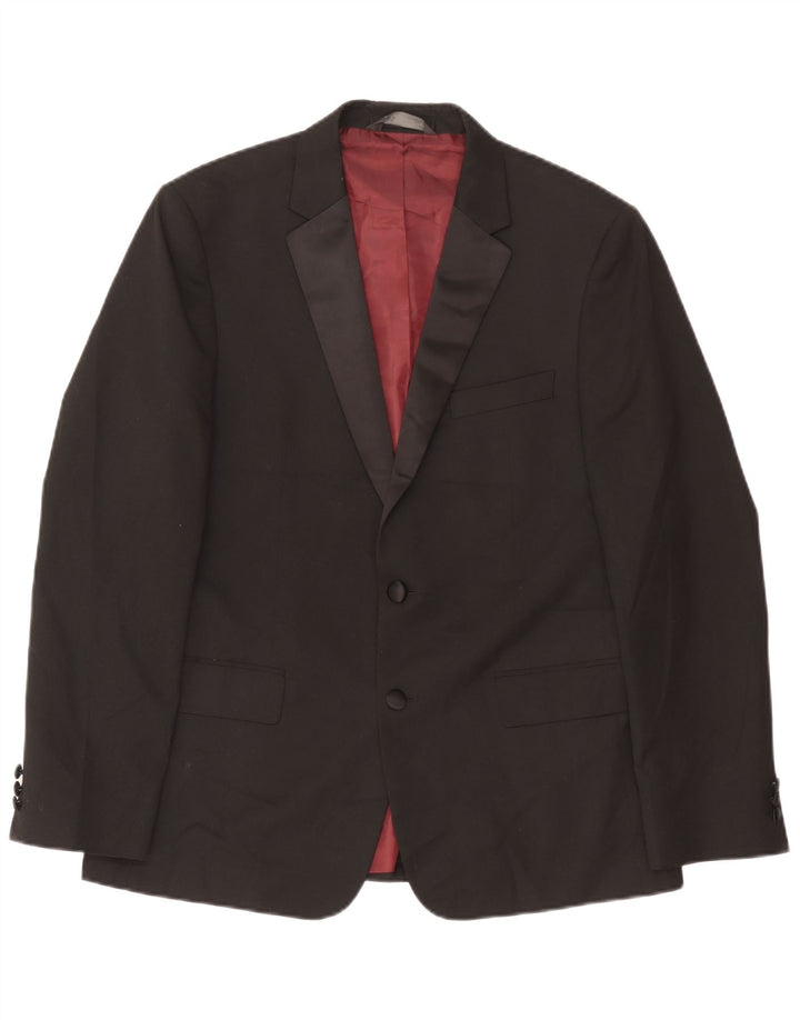 Marks & Spencer Mens 2 Button Blazer Jacket UK 42 Large Black Polyester