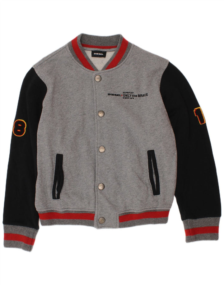 Jachetă Varsity cu grafică pentru băieți Diesel 7-8 ani, gri Colorblock