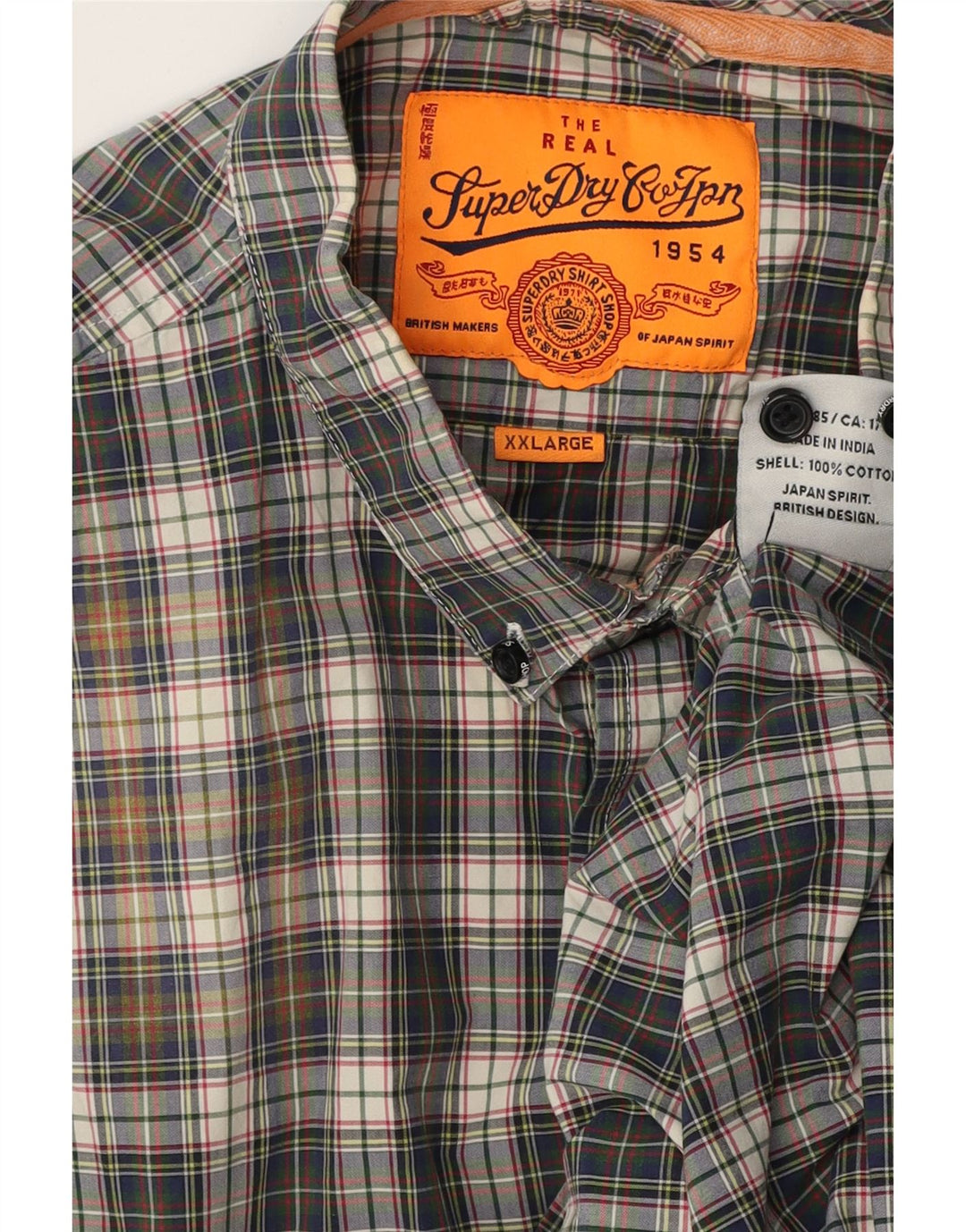Camicia da uomo Superdry 2XL in cotone a quadri blu navy