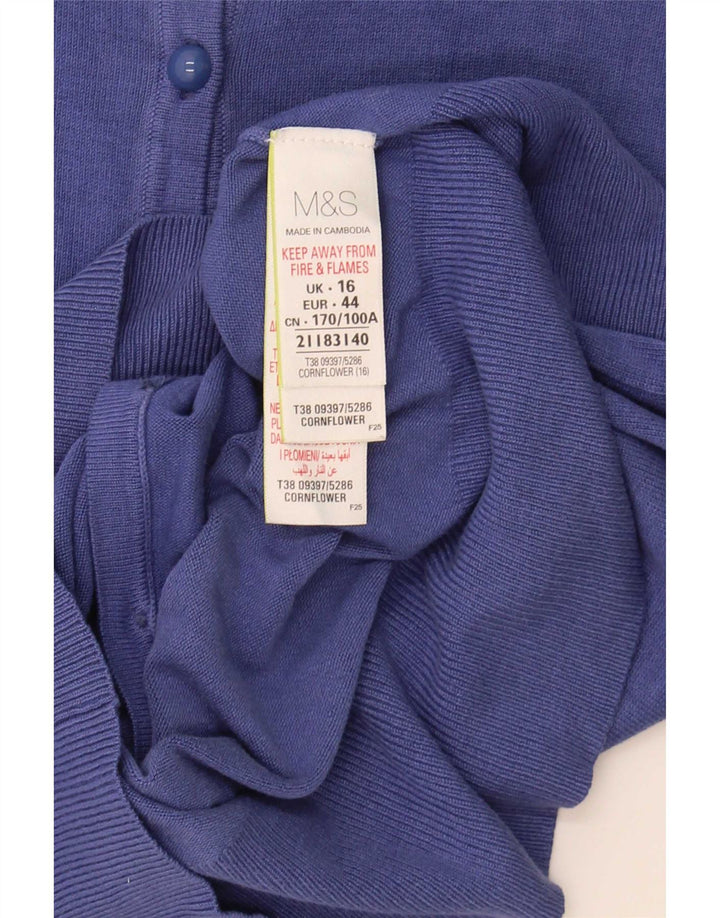 Marks & Spencer Womens Cardigan Sweater UK 16 Large Blue Viscose