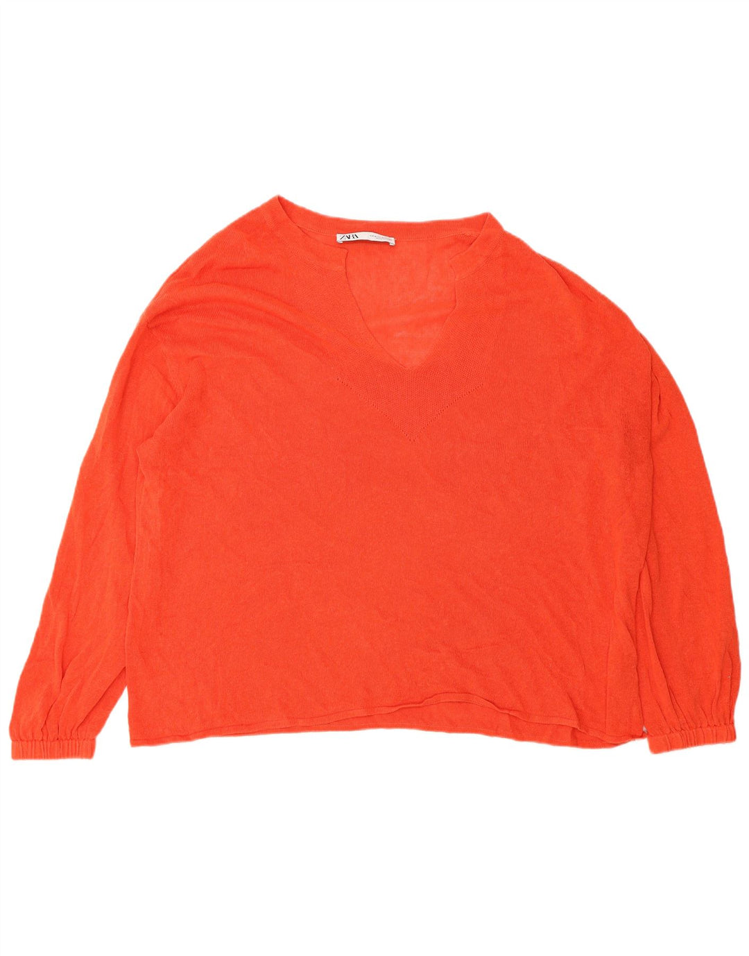 Maglione oversize con scollo a V da donna Zara UK 14 Arancione medio