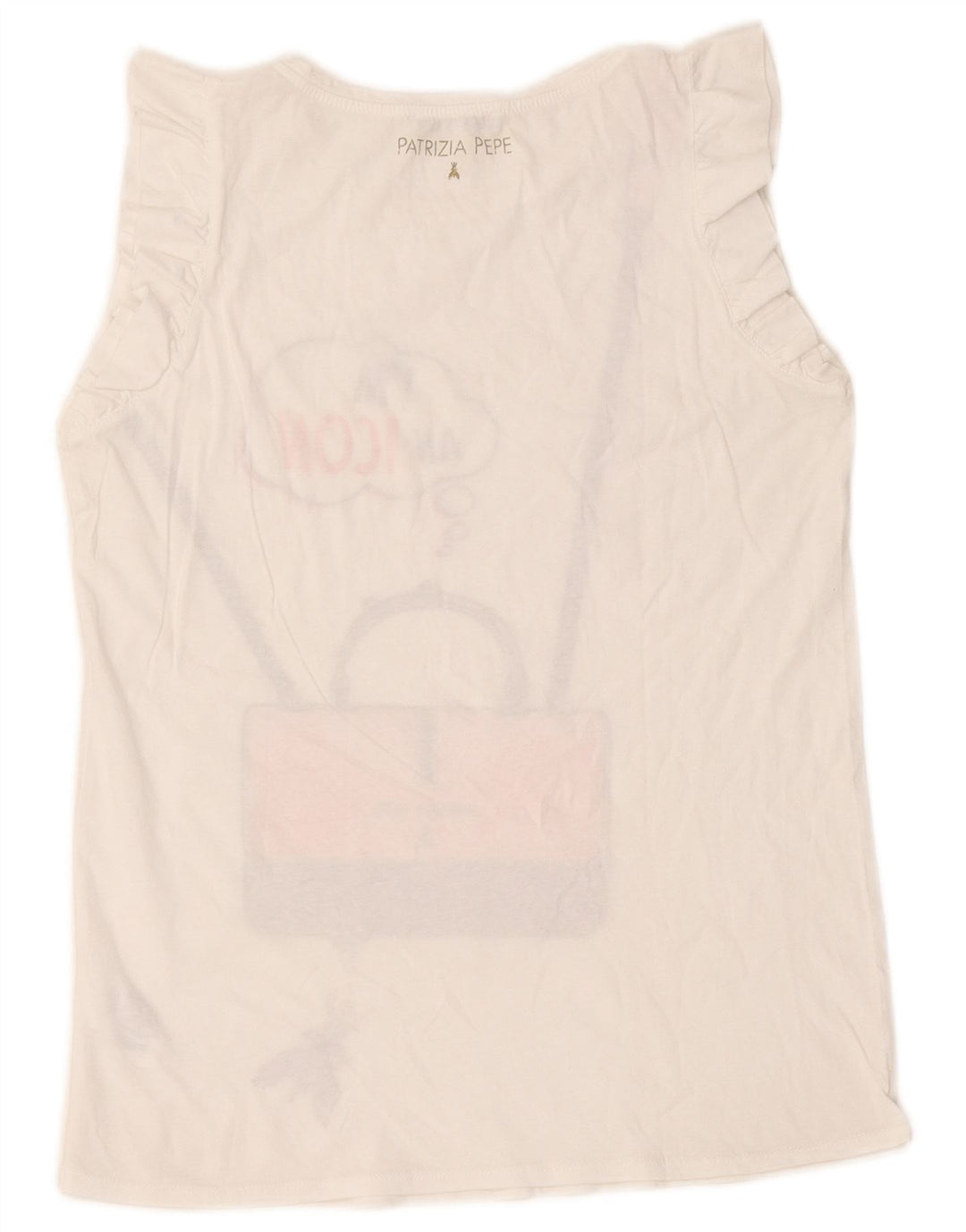 Patrizia Pepe Womens Graphic Vest Top One Size White Cotton