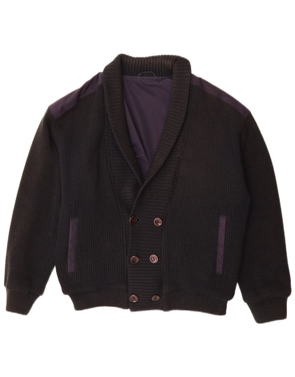Vintage herre dobbeltradet cardigan sweater IT 48 Medium Navy Blue