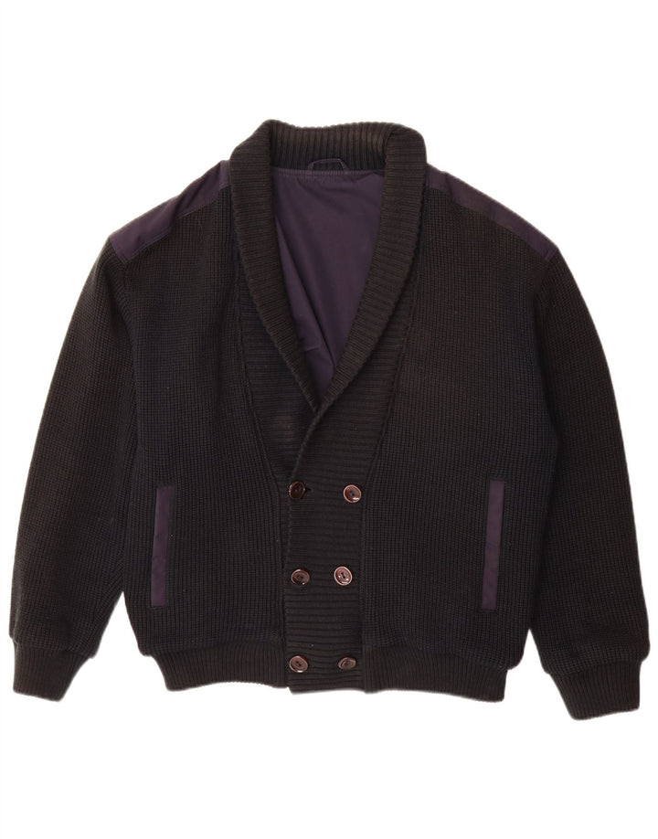 Vintage herre dobbeltradet cardigan sweater IT 48 Medium Navy Blue