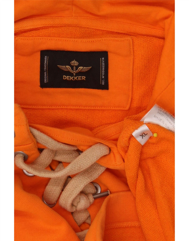 DEKKER Mens Hoodie Jumper XL Orange Cotton Vintage Dekker and Second-Hand Dekker from Messina Hembry 