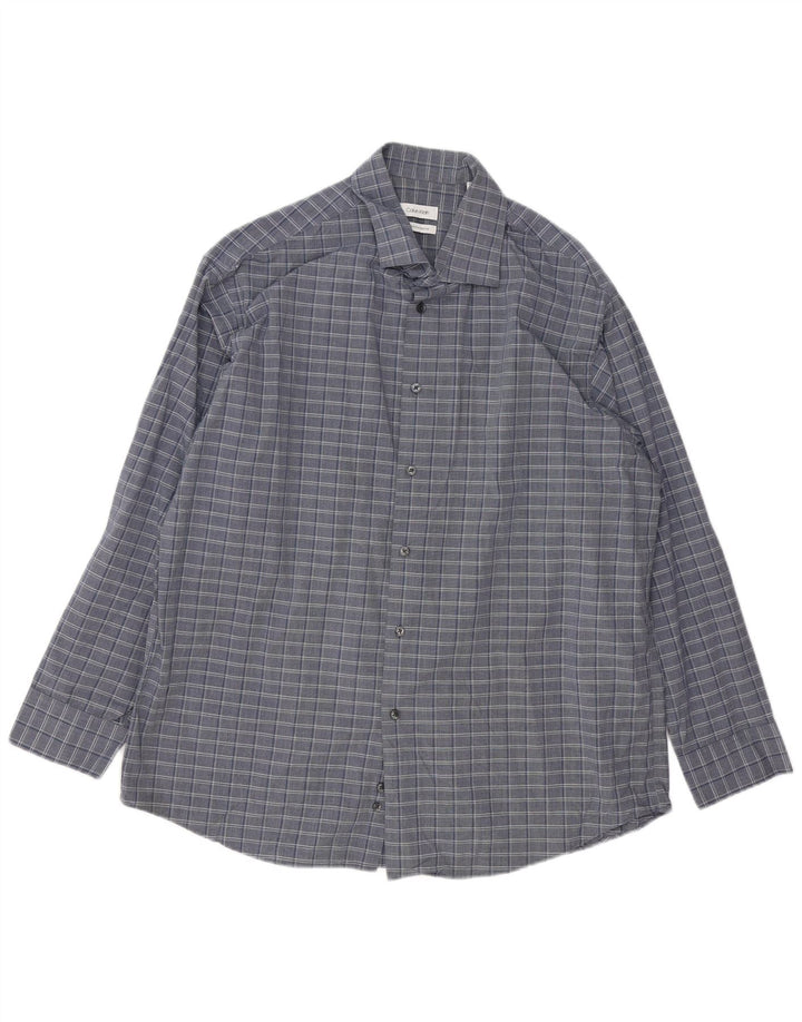 Calvin Klein Herren-Hemd mit normaler Passform, Größe 17 XL, grau karierte Baumwolle