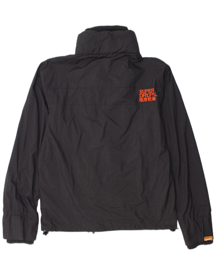 SUPERDRY Damen-Regenjacke mit Grafik, UK 18, XL, schwarzes Nylon