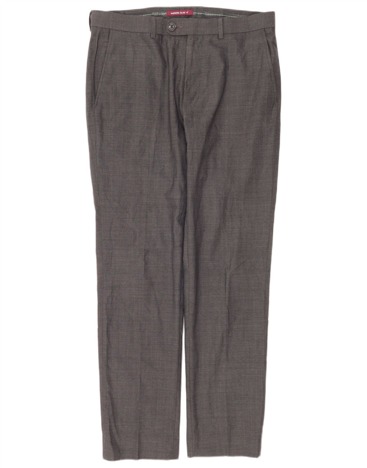 Pantaloni da abito moderni slim fit Marks & Spencer da uomo W32 L31 lana grigia